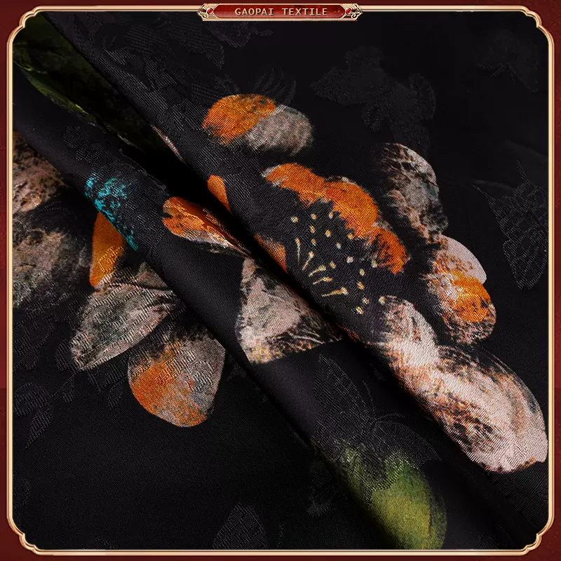 香云纱面料双面印花人丝提花国风中式旗袍汉服连衣裙丝绸服装布料