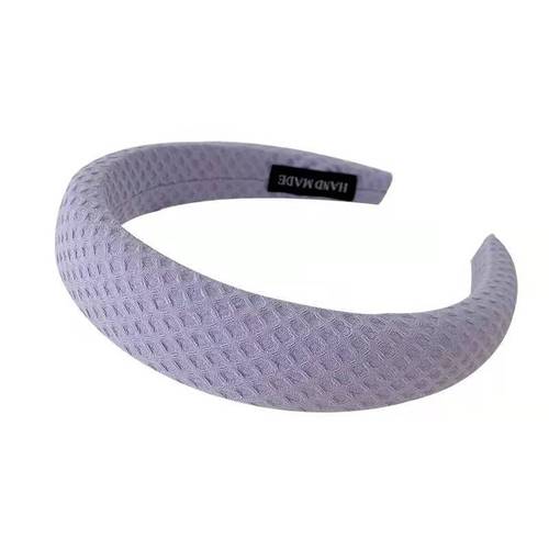 Candy-colored waffle headband increases the top of the head and shows spring and summer new style sponge headband solid color wide-brimmed hairpin for washing face