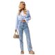 2025 Spring New Ladies Denim Wide Leg Pants Embroidered Horn Daisy Jeans Ladies Denim Wide Leg Pants
