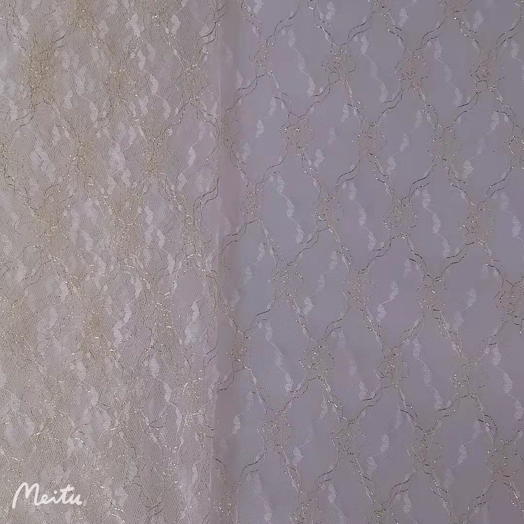 厂家直销~轻盈透薄锦纶金丝菱形小爱心提花网纱 仙美款裙装等面料