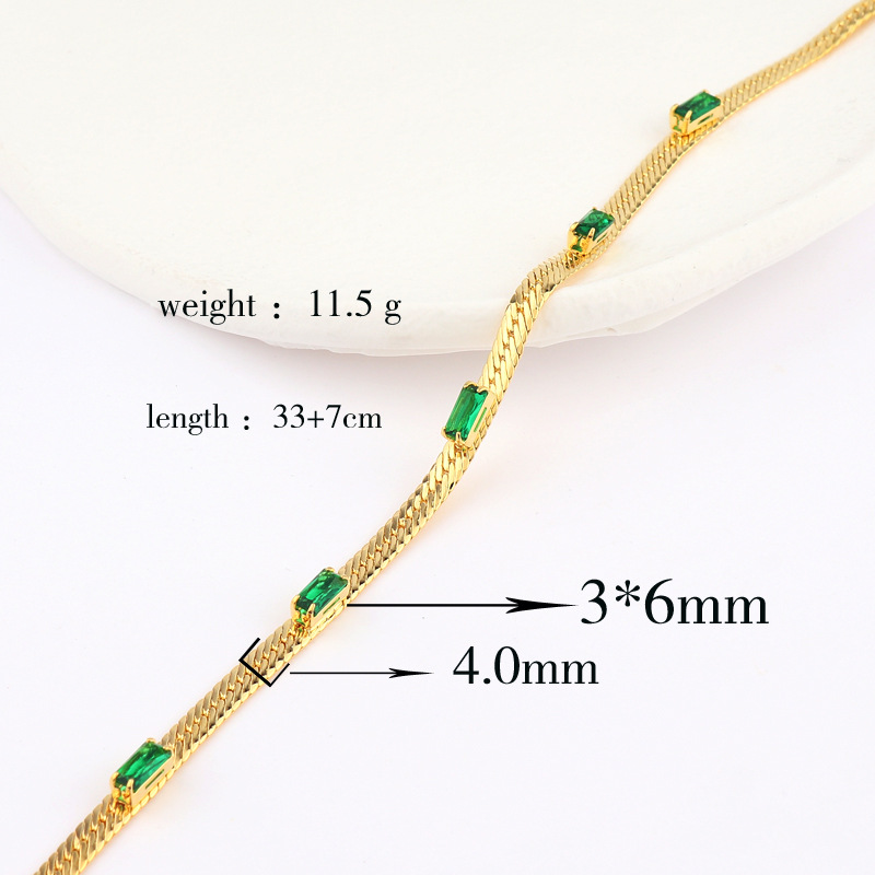 Retro Square Water Droplets Copper Gold Plated Inlay Zircon Necklace display picture 6