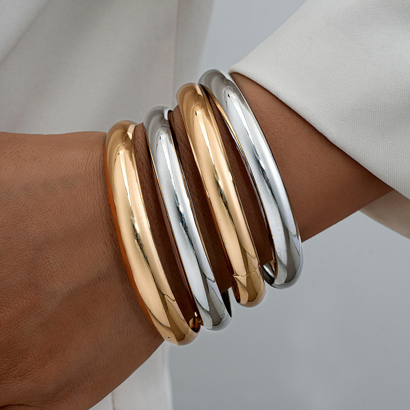 European and American Cross-Border Fashion Metal Scenery Bracelet Set for Women, Personalized Exaggerated Threaded Wide Bracelet Bracelet European and American Cross-Border Fashion Metal Scenery Bracelet Set for Women, Personalized Exaggerated Threaded Wide Bracelet Bracelet
