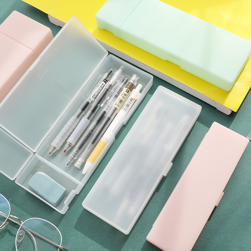 DIY simple transparent frosted stationery box student multifunctional plastic sundries storage box decorative processing pen box