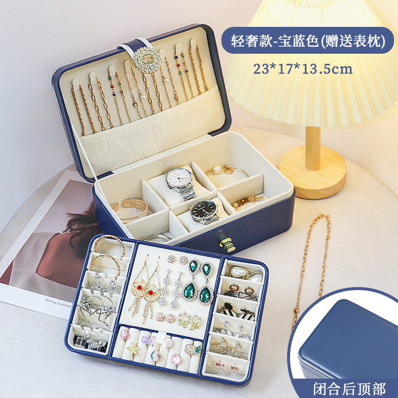 Caja de joyería de lujo ligera de té, pernos multicapa de gran capacidad con cerradura, caja de joyería, joyería de auriculares, almacenamiento de joyería tipo cajón image 17