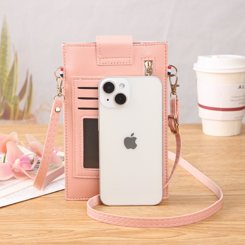 Korean version of new women's small bag Solid color vertical high school student mobile phone bag Thin niche crossbody bag Mini shoulder bag