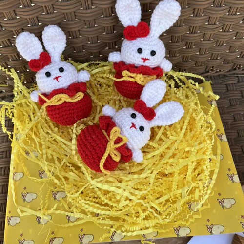  New Crocheted Rabbit Purse Bag Lucky Rabbit Bag Pendant Keychain Car Hanging Cute Cartoon Zodiac Doll
