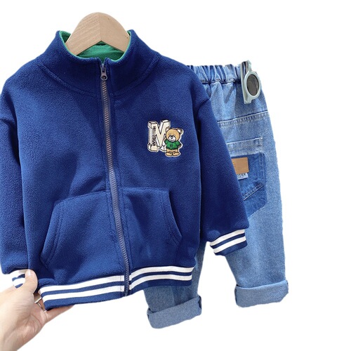 Children's polar fleece jacket boys plus fleece autumn clothing  baby clothing fleece baby top winter particle fleece thick