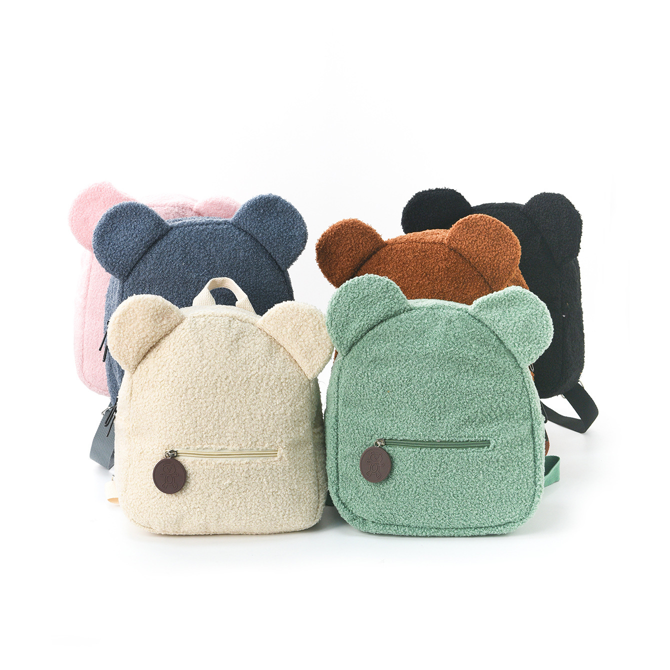 Mochila de felpa transfronteriza 2025 nueva moda casual oso oreja mochila de dibujos animados para niños