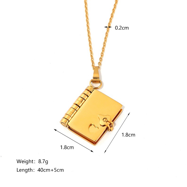 Wholesale Jewelry Retro Book Envelope Heart Shape 304 Stainless Steel Plating Pendant Necklace display picture 6