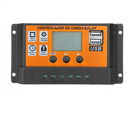 Solar Controller 0-100A 12V / 24V Dual USB LCD Solar Panel Charger Orange Controller