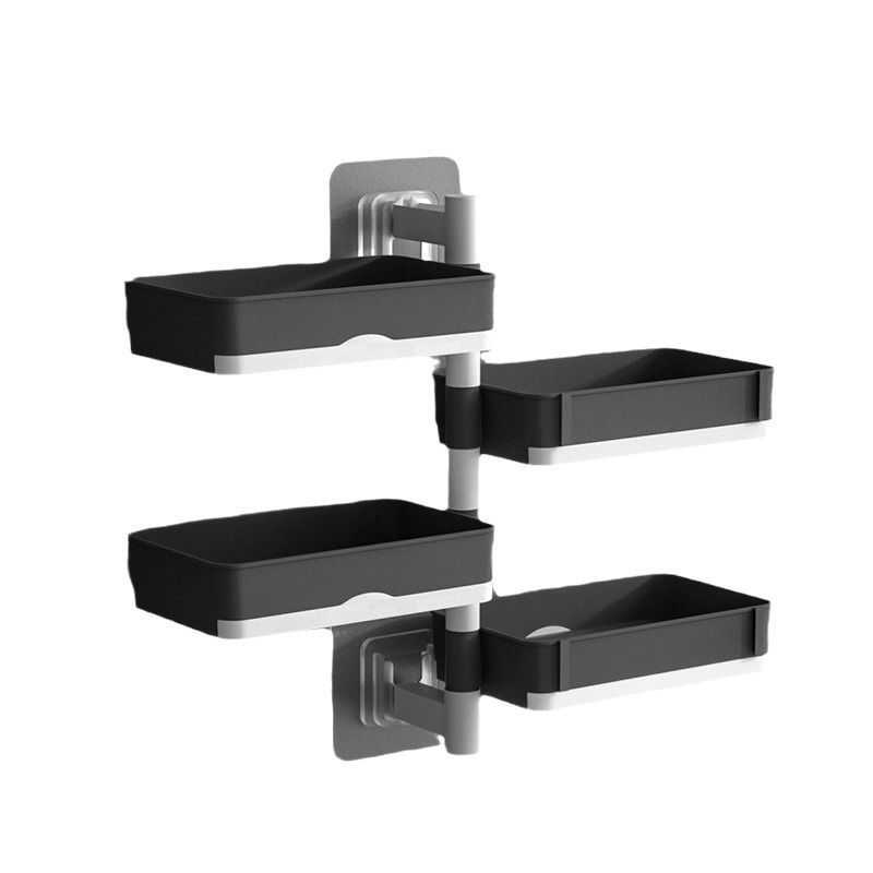 Caja de jabón Estante de jabón sin perforación Estante de baño Estante de baño de drenaje de pared giratorio Inodoro de alta gama Hogar multicapa