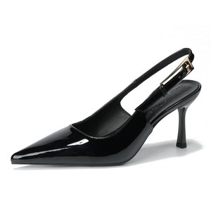 9626-1 European and American style sexy nightclub patent leather back hollow buckle strap women's shoes pointed sha
