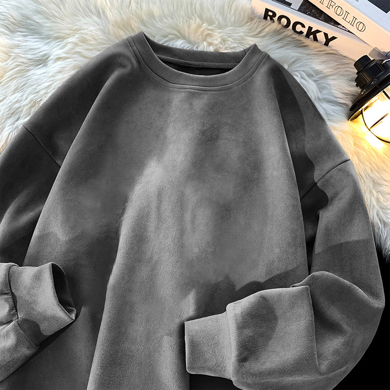 Замшевая толстовка темно -серая