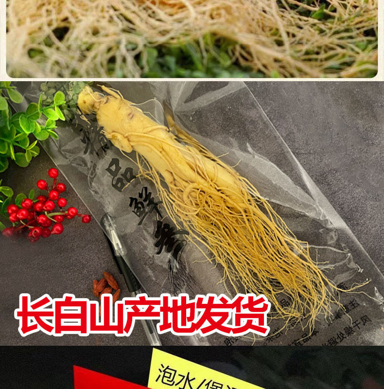 Ginseng Root Ren Shen 长白山人参 Whole Dried Root for Wine Infusion and Cooking 100g in use