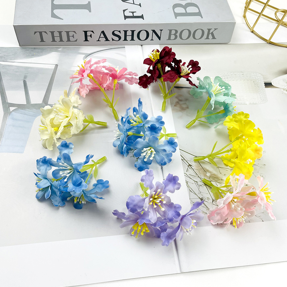 Simulación de 3 horquillas racimos de flores de hierba pequeña diy material de horquilla fabricación de flores falsas estilo ins decoración de ramillete Hanfu