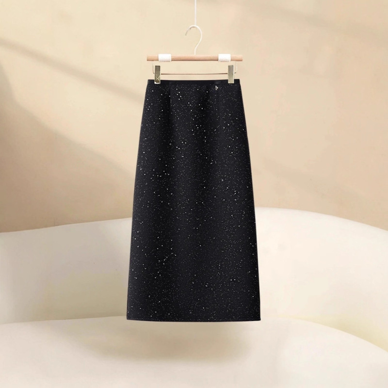 Light Luxury Black Skirt for Women, Spring 2026 New Style, Very Beautiful, Slimming, Versatile, Straight-Cut Sequined Mid-Length Bodycon Skirt Light Luxury Black Skirt for Women, Spring 2026 New Style, Very Beautiful, Slimming, Versatile, Straight-Cut Sequined Mid-Length Bodycon Skirt