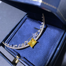 迪莉雪 三色齐全月亮胸针迷雾 西装配饰锆石别针女主播韩剧同款