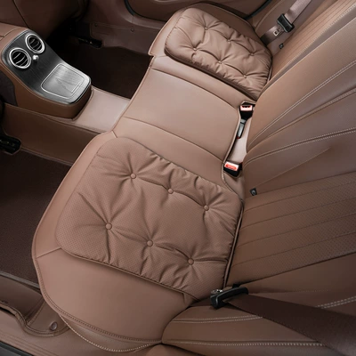 Seat cushion, seat cover: Comfortable and Breathable, Same Color as - anti-fouling-leather-chestnut-brown-one-for-three-seats-in-the-rear-row-anti-fouling-leather-seat-cushion