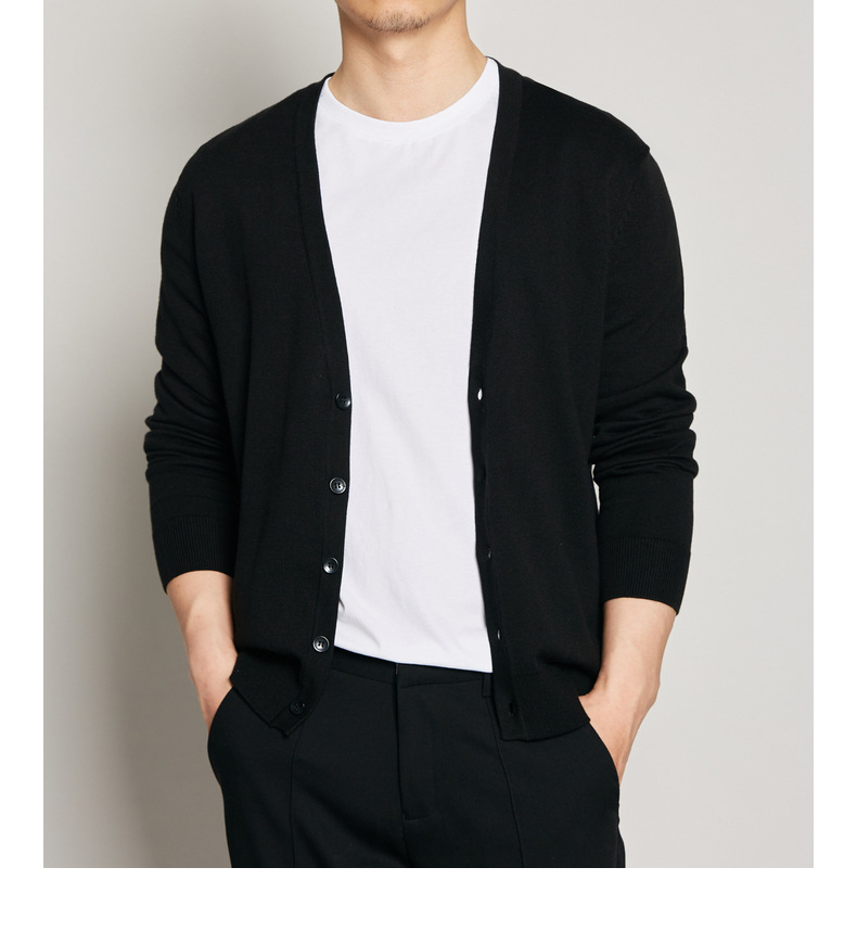 Primavera y otoño nuevo cardigán de punto chaqueta hombre cuello suéter de tamaño grande suéter base chaqueta coreana