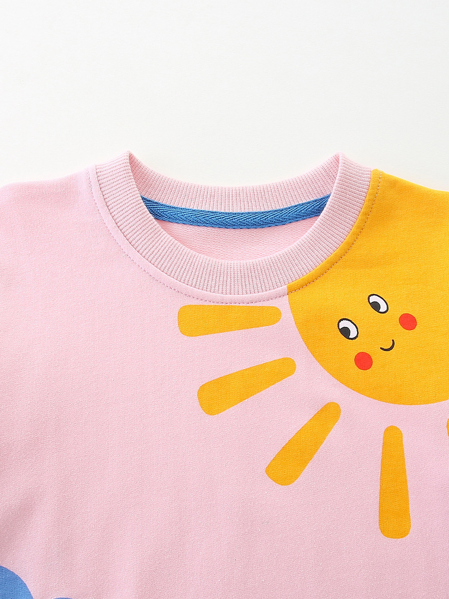26 nuevo otoño niñas camisetas de estilo europeo y americano camisetas infantiles de algodón de punto impresión arco iris camisetas infantiles