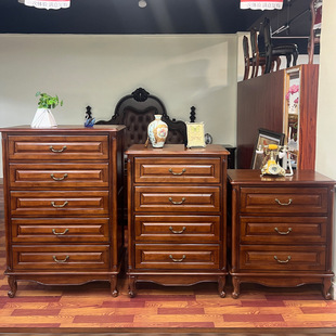 Designer Furniture American Style Solid Wood Bucket Cabinet Pure Log Storage Cabinet High-end Drawers Cabinet Bedroom Bedside Cabinet Drawers Cabinet