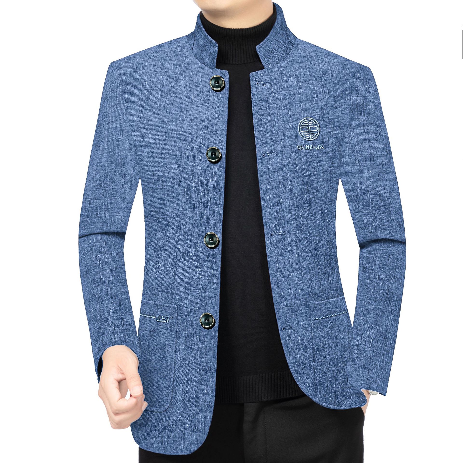 Autumn Woolen Coat Men's Casual Woolen cotton and thickening Coat for Young and Middle-aged Men's Woolen Coat