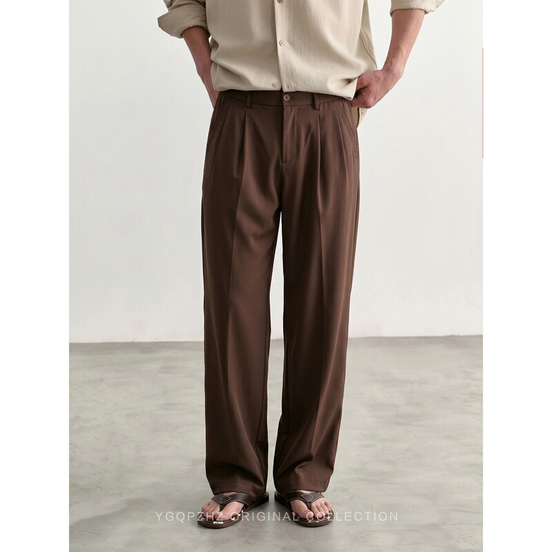 Estate Dinner Old Money Style Smooth Ice-Feel Mulberry Silk Business Casual Pants Men's Trousers 2026 New Straight-Leg Pants