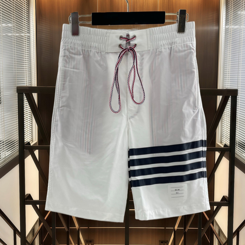 Tb Short Summer Nylon Rubber-Coated Four-Stripe Striped Men's Casual Sports Beach Shorts Unisex Quick-Dry Shorts Tb Short Summer Nylon Rubber-Coated Four-Stripe Striped Men's Casual Sports Beach Shorts Unisex Quick-Dry Shorts