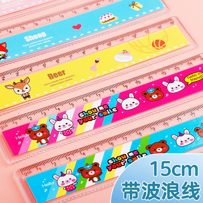 Линейка Студенческие канцелярские принадлежности Детская линейка Оптовая волновая линейка Студент 15 см Линейка Учащиеся начальной школы Обучающие канцелярские принадлежности