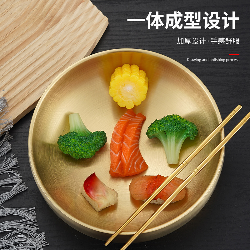 韓国冷麺ボウル、金色のステンレス製インスタントラーメンボウル、ラーメンボウル、二層韓国ビビンバボウル、大きなスープボウル、スクリューヌードルボウル|undefined