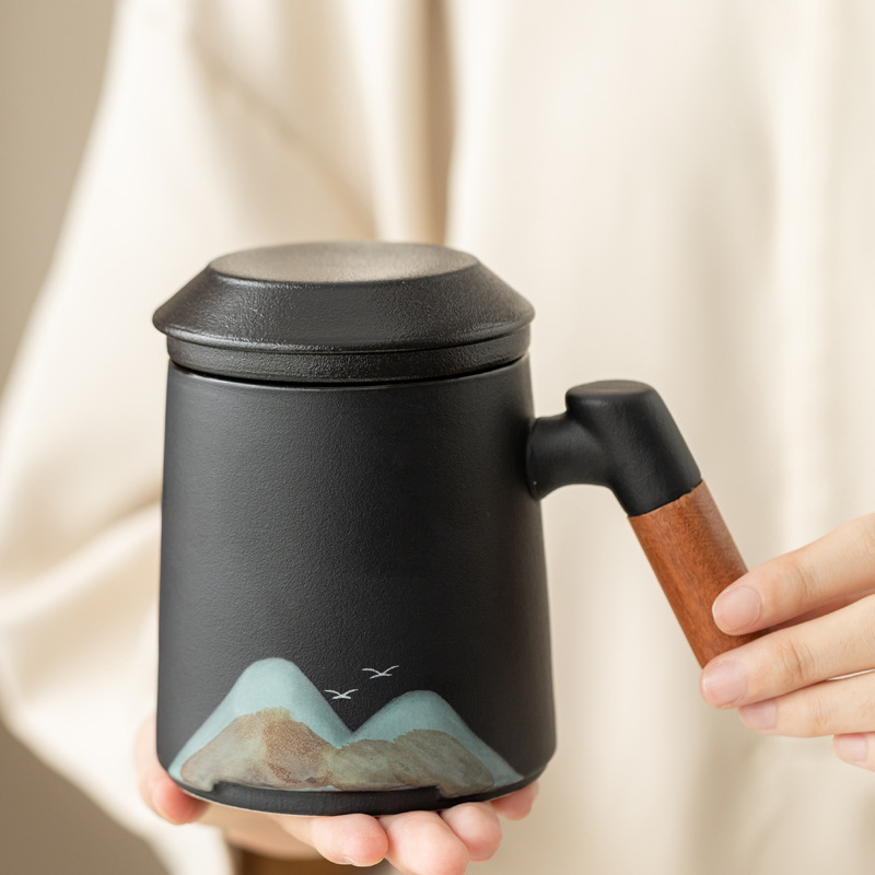 Taza de cerámica de tres piezas juego de regalos de negocios aniversario de la compañía PR regalos de mano logotipo tallado