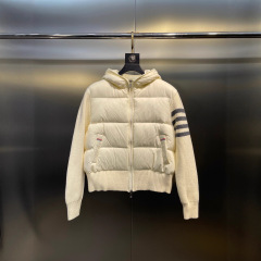 高版本高品质现货TB三色爆款新款女士连帽针织羽绒服外套时尚百搭