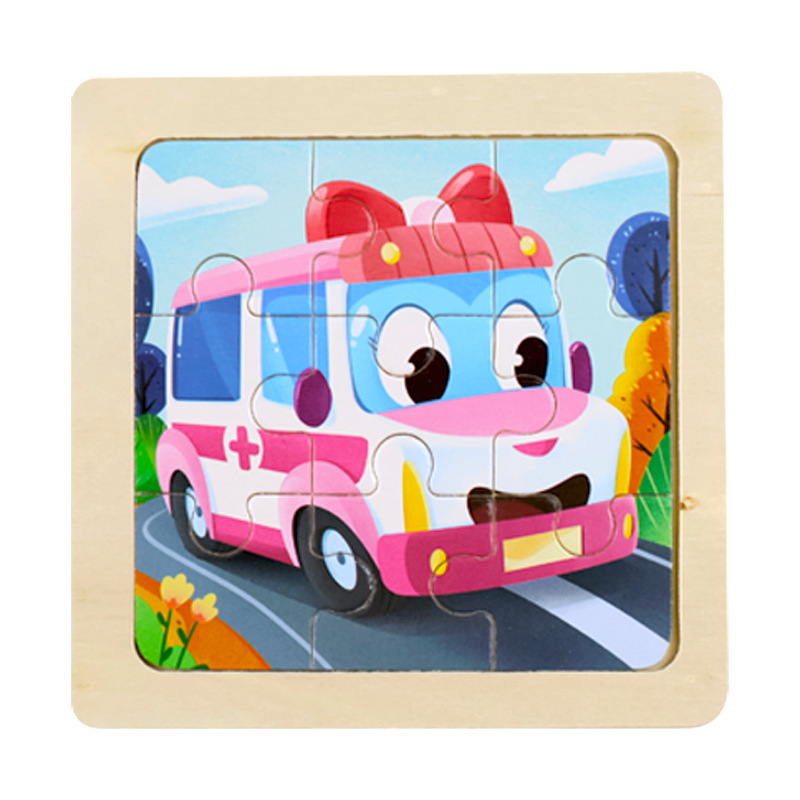 Fábrica directa de niños pequeños 9 piezas de dibujos animados de madera plano rompecabezas puzzle puzzle juguetes de educación temprana para bebés image 17
