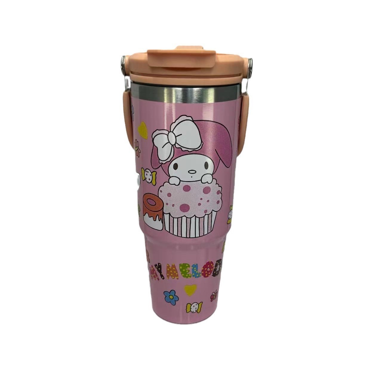 Cross-border 30oz doble boca doble bebida taza de mano patrón de dibujos animados de alto valor 304 taza de acero inoxidable portátil