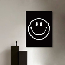 亚马逊热销黑白笑脸画无框画客厅装饰画帆布画挂画喷绘画一件代发