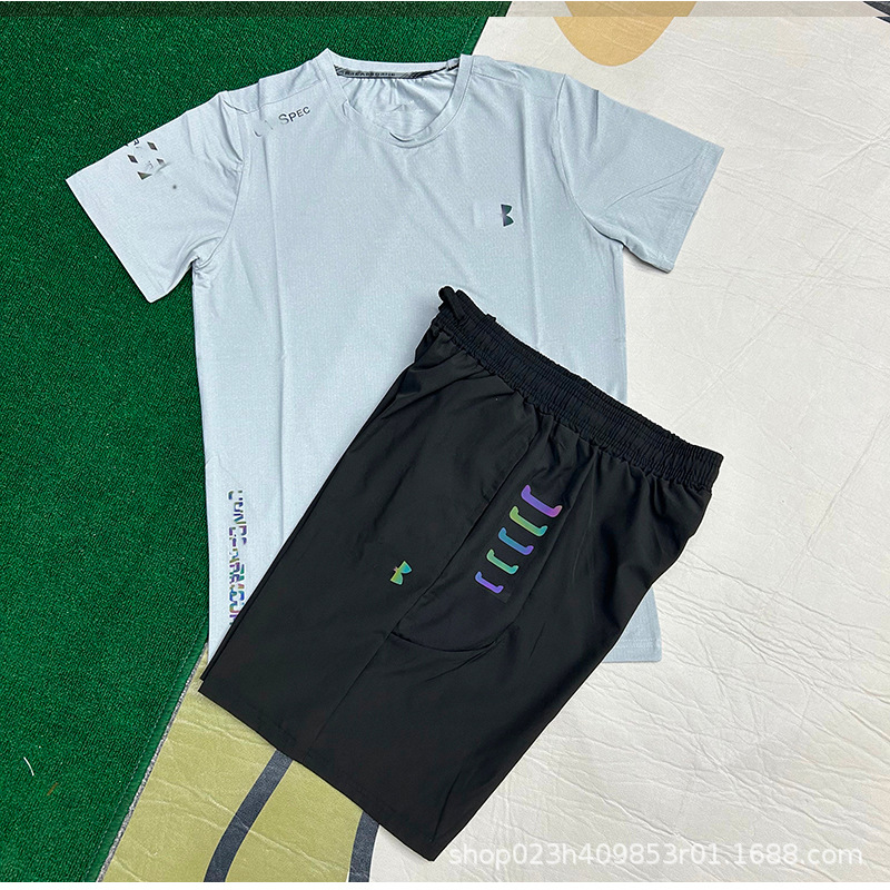 Hombres nuevos al por mayor deportes de secado rápido transpirables de manga corta camiseta de entrenamiento de hielo suelta chaqueta casual fitness
