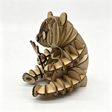 3D 立体木质熊猫拼图、DIY 拼装大熊猫木模型、分层立体动物文创
