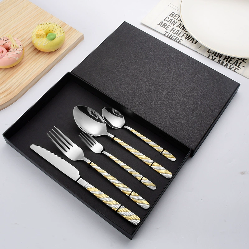 Tableware stainless steel with pigtail, handle, fork, spoon, set
