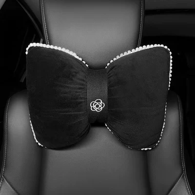 Car Interior elegant bow Camellia headrest car decoration creative seat neck pillow lumbar support Four Seasons female (Headrest) - plush-camellia-headrest