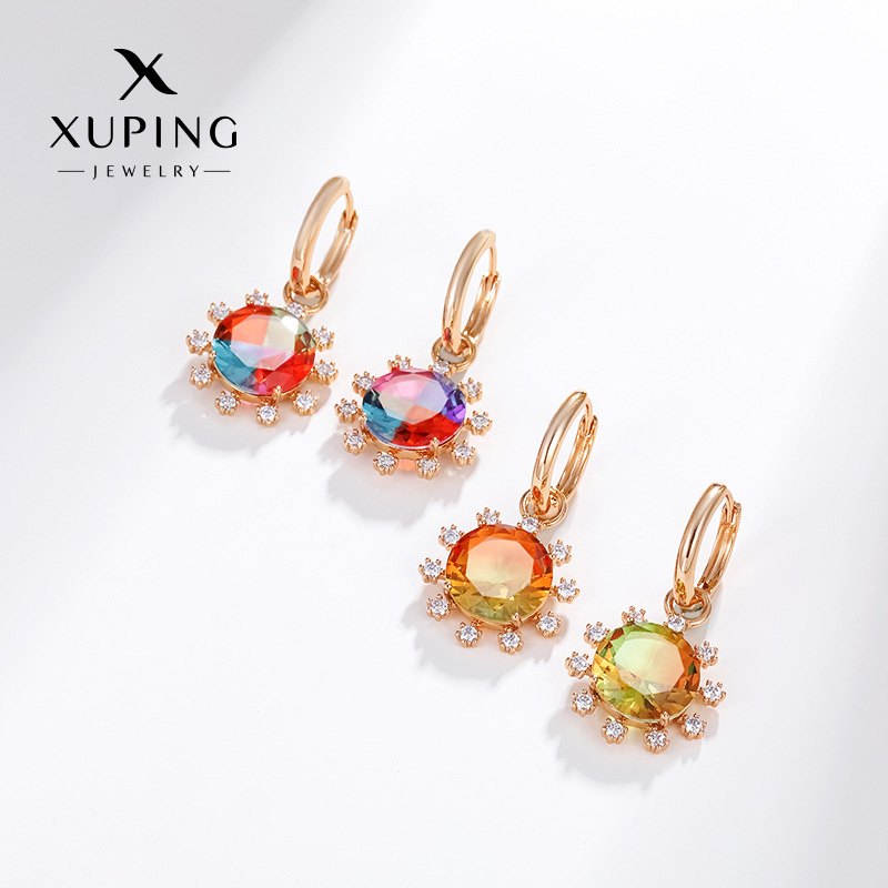 Joyería de Xuling pendientes de girasol de moda europea y americana elegante largo artificial colorido tesoro pendientes en línea celebridad pendientes personalizados para las mujeres