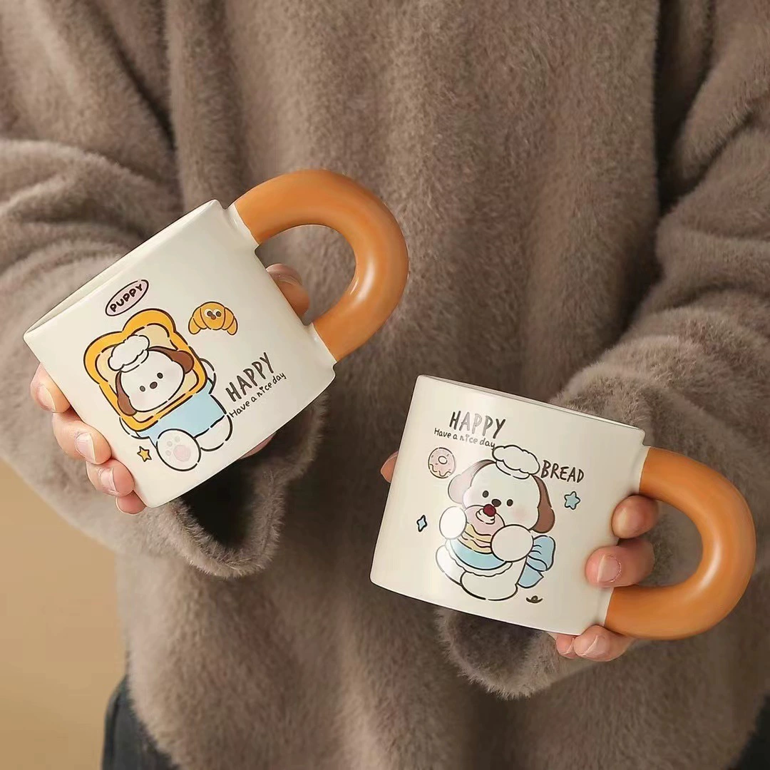 Классическая керамическая кружка с мультяшным рисунком кофе мяу, практичная, с большой ручкой, чашка с открытым хватом, групповая подарочная кружка, оптовая