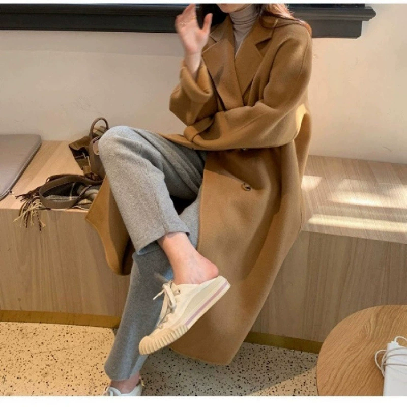 Double-Sided Cashmere Wool Coat, Mid-Length, Extra Thick
