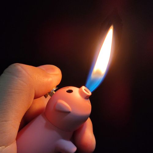 Piggy lighter inflatable double open flame pig lighter internet celebrity cartoon cute creative personality unique manufacturer