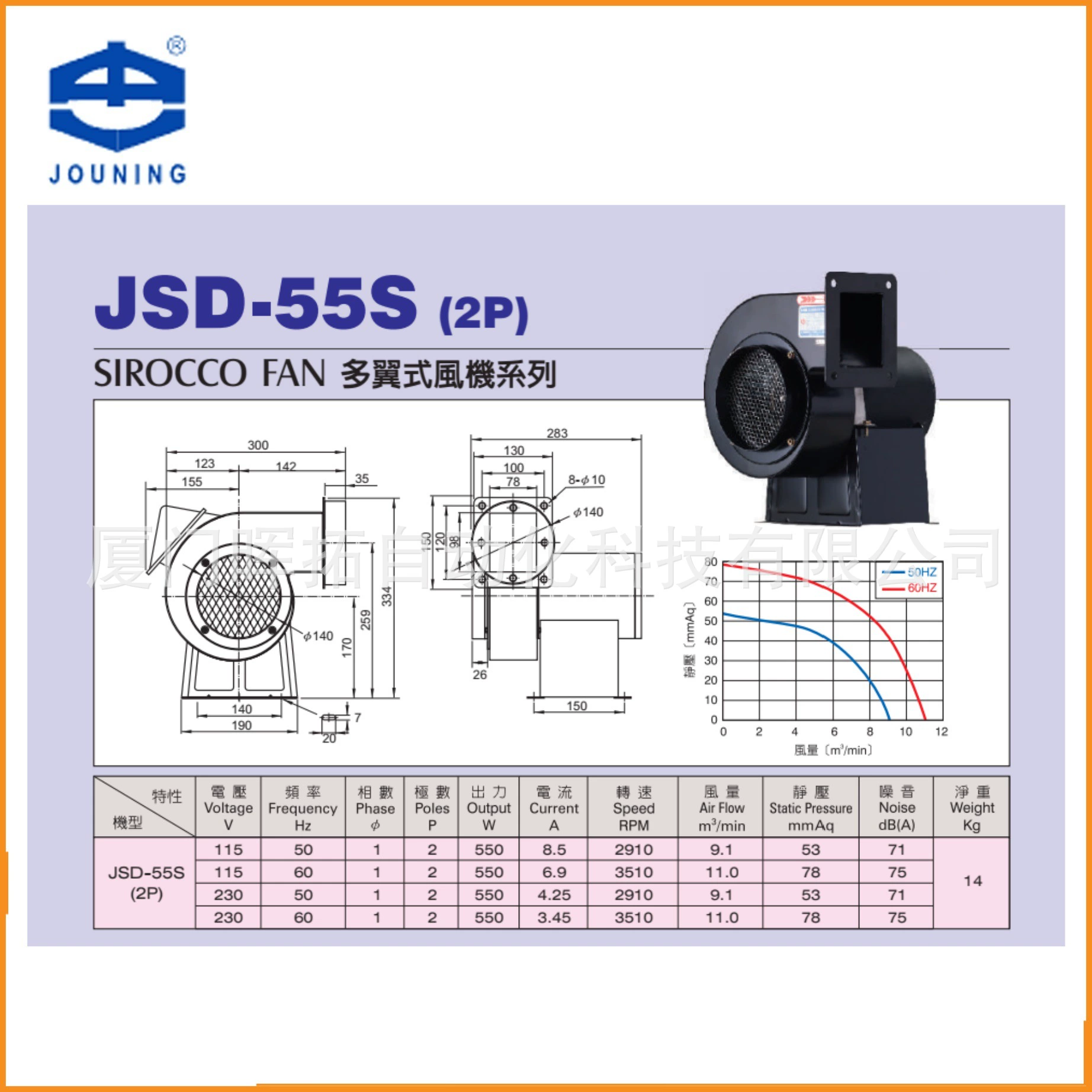Многостворчатый вентилятор JSD-55S Taiwan Zhongyi Hardware, оригинальный заводской прямой продажи.