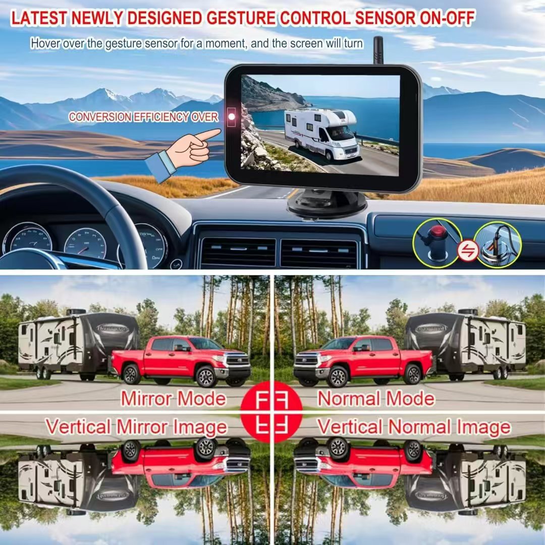 Solar-Powered 7inch Desktop Display Wireless Car-Mounted Hd Infrared Night Vision Truck Reversing Camera