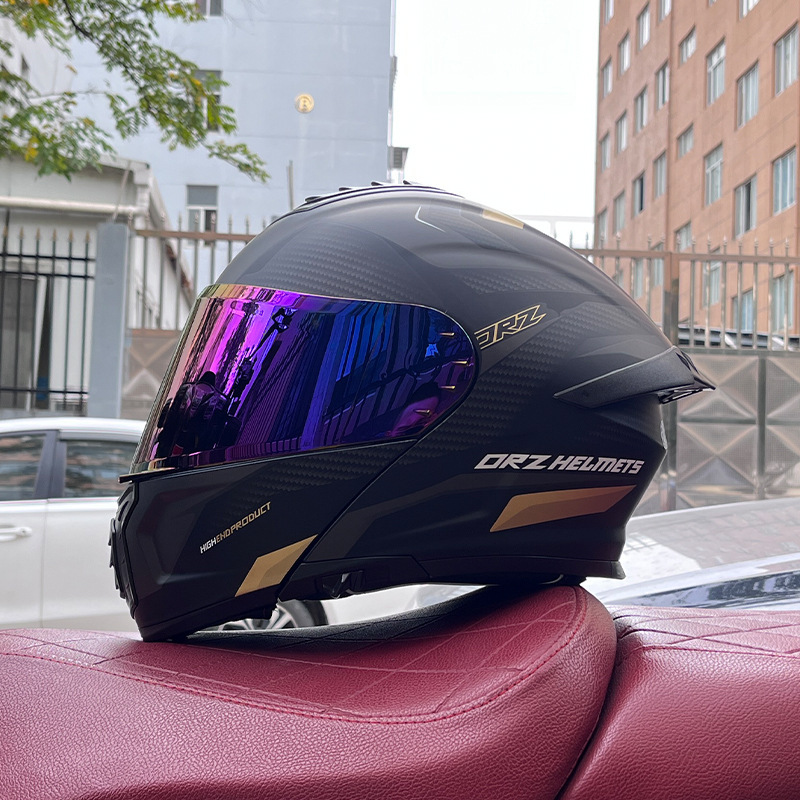 Orz casco de coche eléctrico masculino y femenino casco de verano doble espejo trasero medio completo personalidad cuatro estaciones pareja Bluetooth