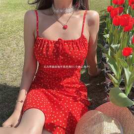 法式性感洋气小个子碎花吊带收腰显瘦连衣裙女2024夏季新款图片色