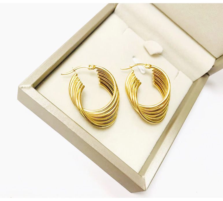 1 Pair Quantity Street Occasion Stainless Steel Material 1 Pair Lady Geometric Plating Stainless Steel 18k Gold Plated Earrings