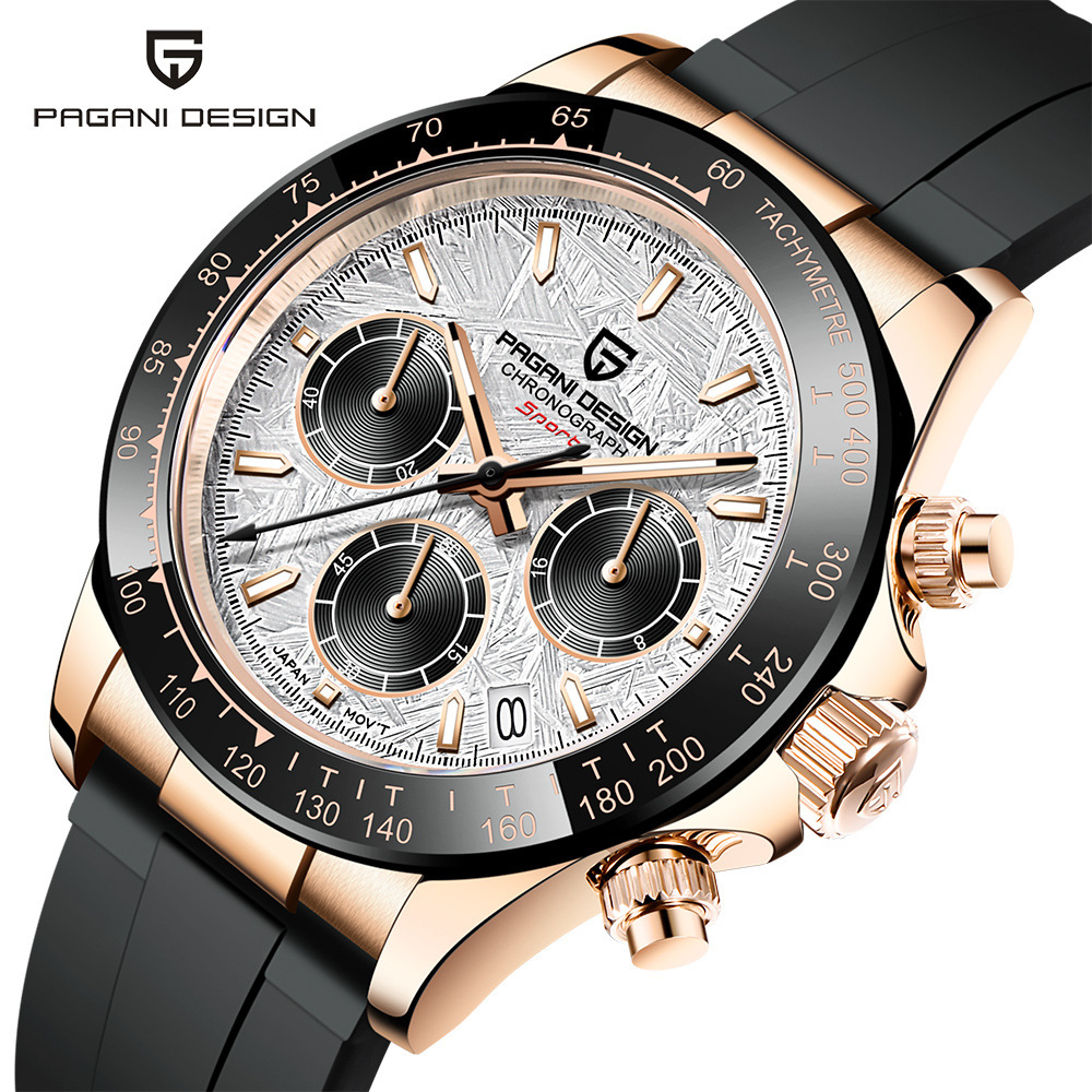 Bojiani PAGANI reloj de cuarzo de múltiples funciones de sincronización de acero inoxidable impermeable de moda luminosa reloj de los hombres de moda 1664