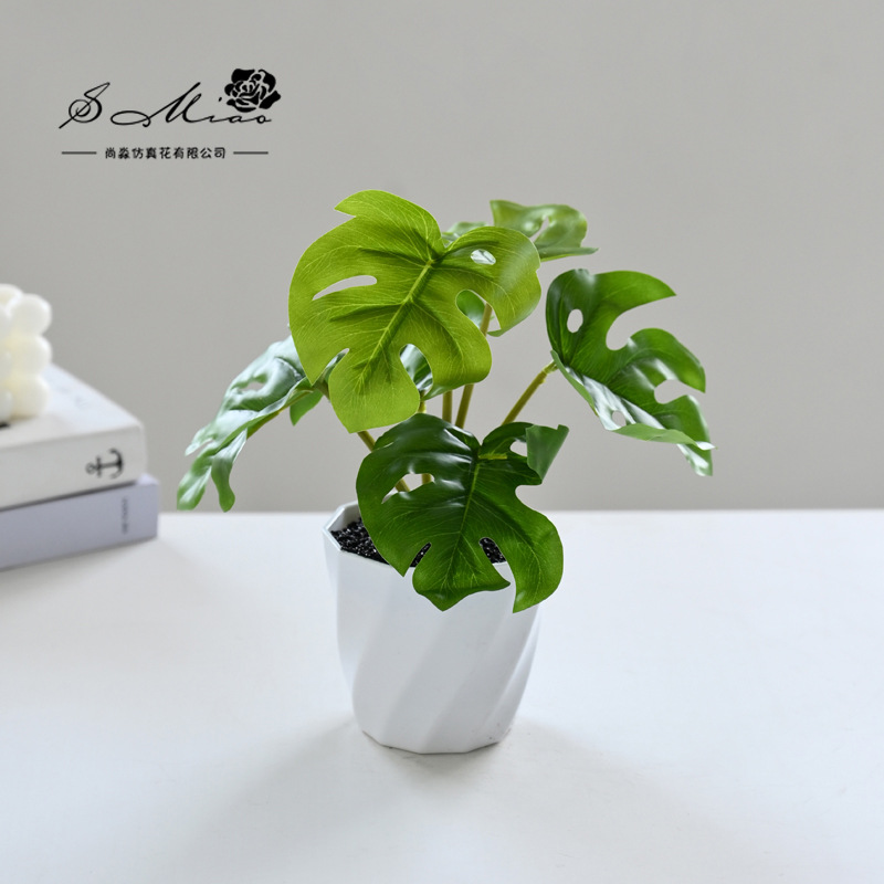 Flor artificial planta verde colgante cesta tortuga hoja pequeño bonsai flor artificial interior decoración creativa maceta artificial